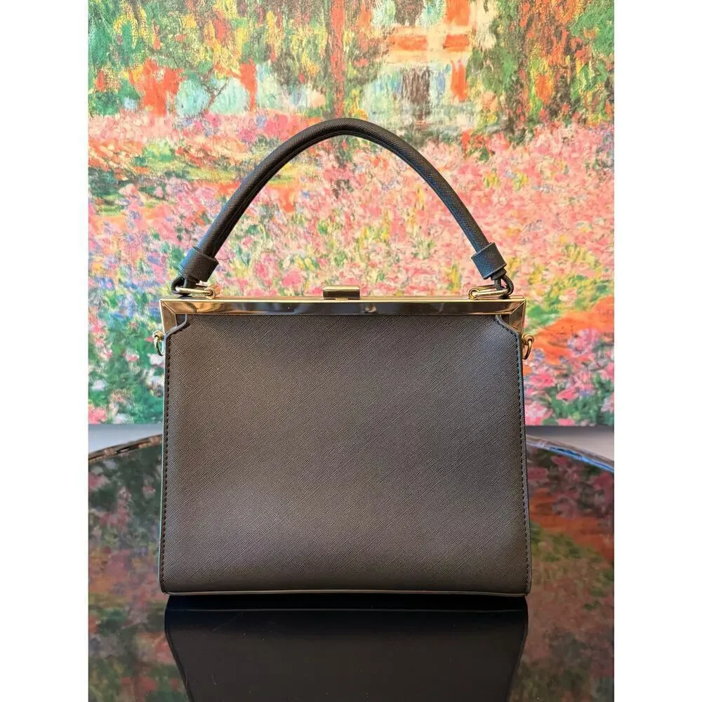 VGUC Dune London Black Faux Leather/Calf Hair Handbag w/ Strap